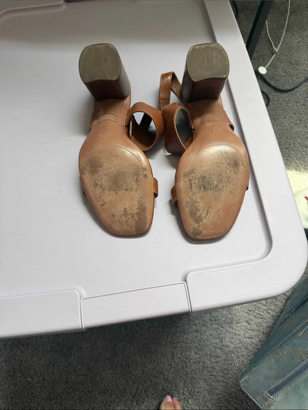 Franco Sarto Brown Textured Leather Block Heel Sandals
